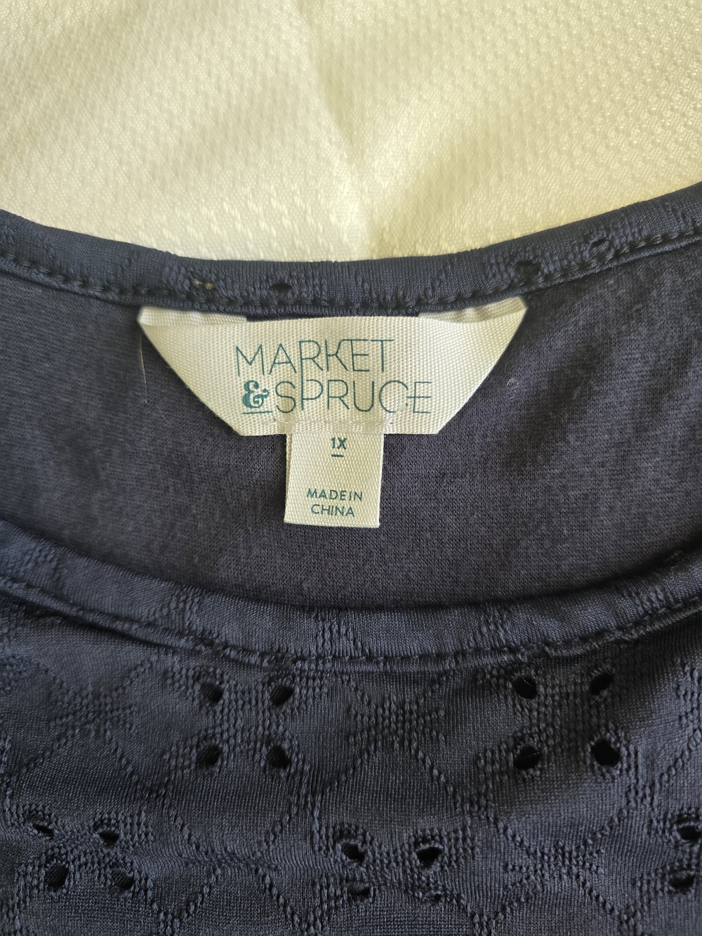 Market & Spruce Navy Eyelet Tank Dress Sz 1X - Picture 4 of 6